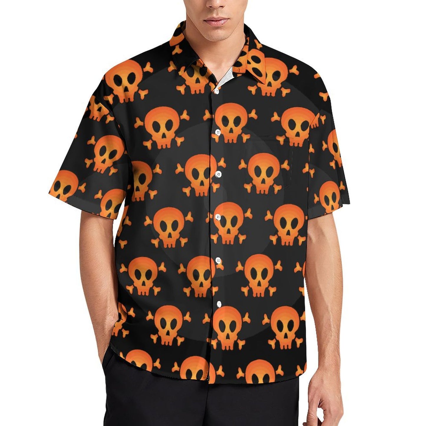 All-Over Print Collar Short Sleeve Shirt (with pocket)