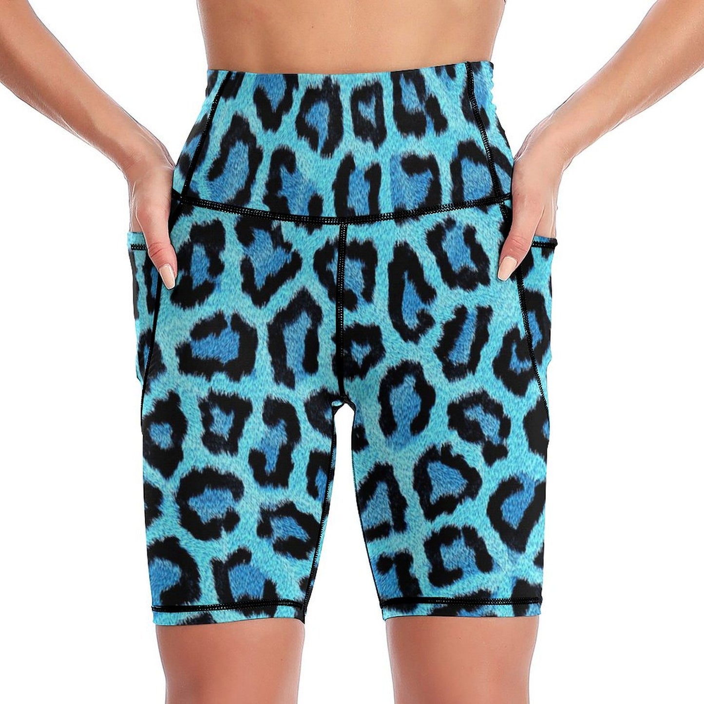 All-Over Print Higher Quality Knee-Length Yoga Shorts( two pockets )
