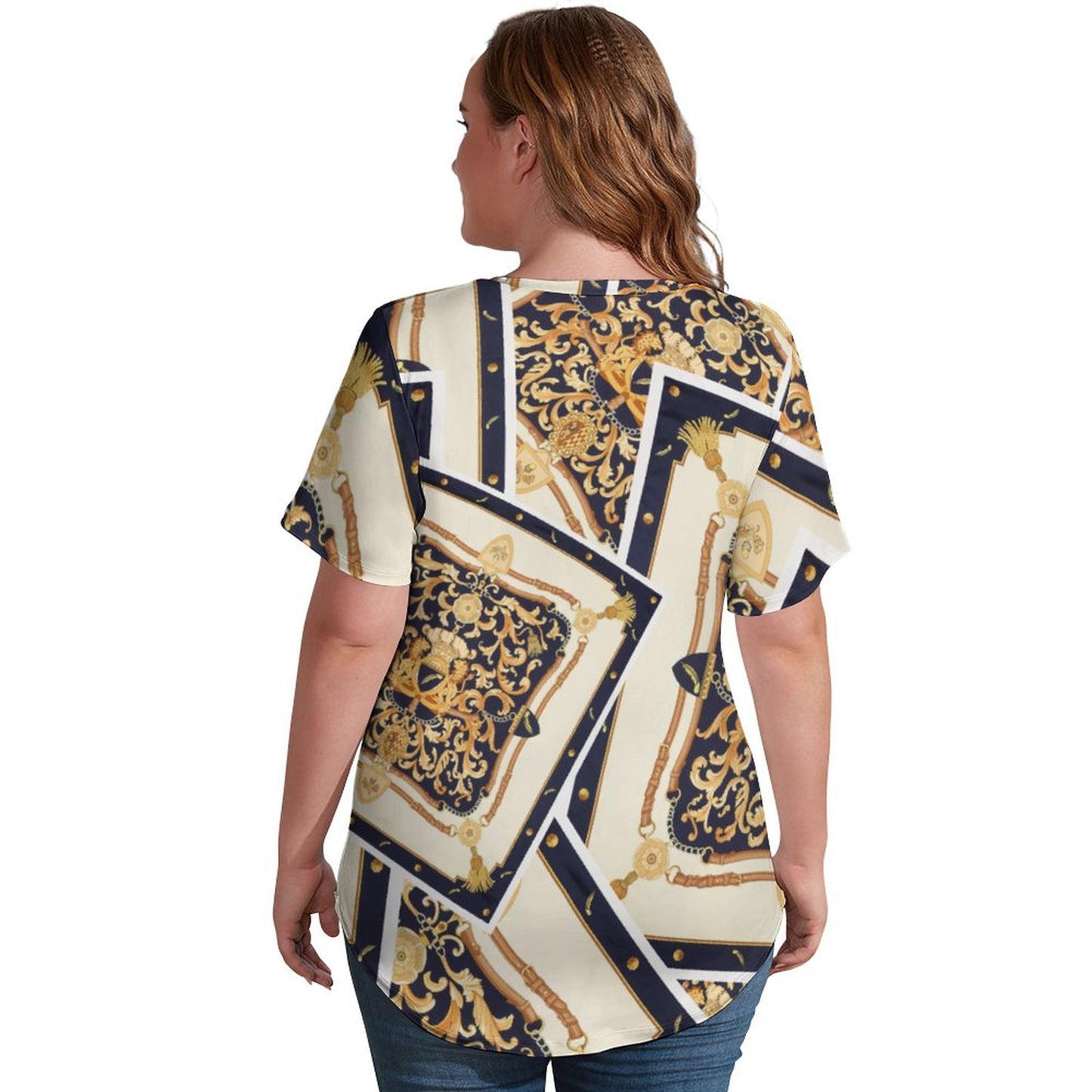 All-Over Print Women's V-neck Short Sleeve T-shirt