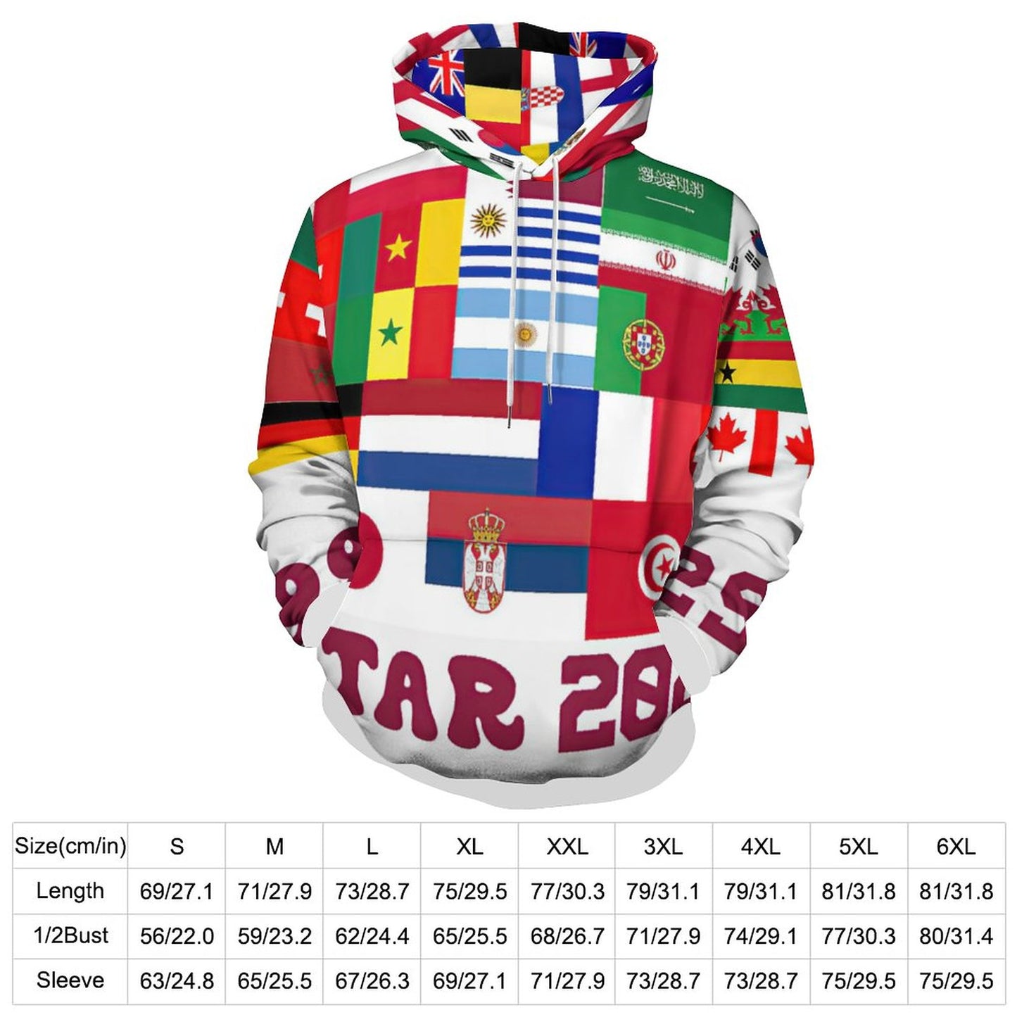 All-Over Print Loose-Fit Adult Hoodie with Double Layer Hood