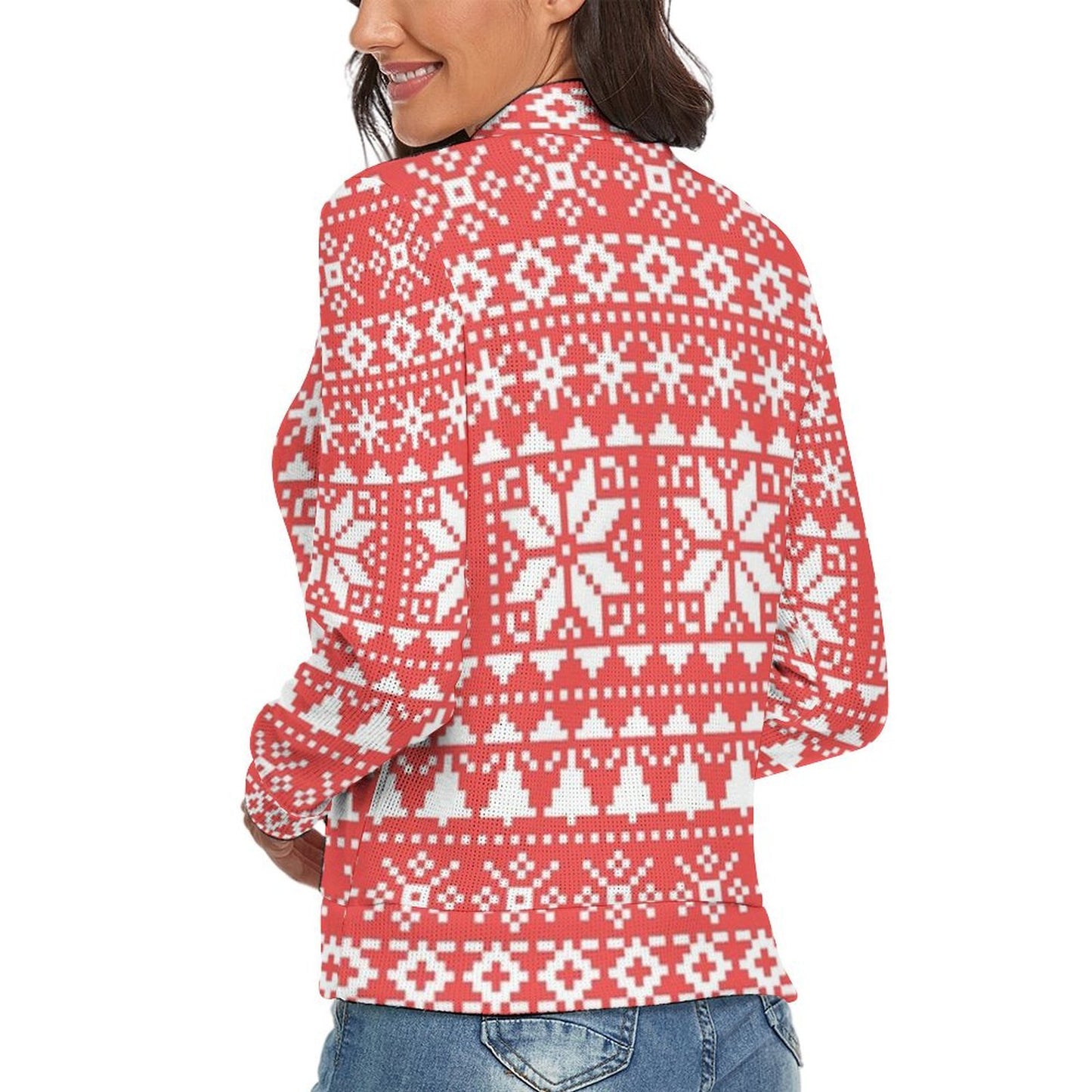 All-Over Print High Neck Sweater