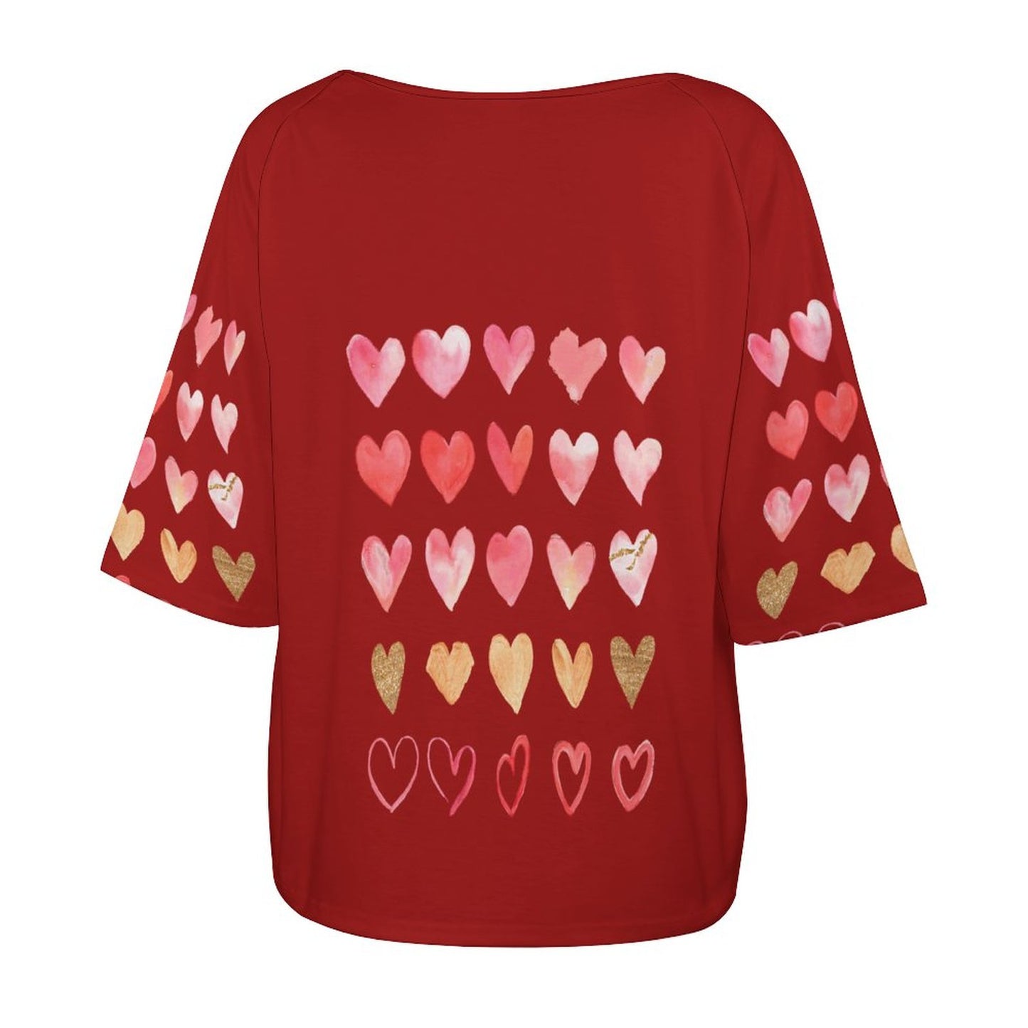 All-Over Print Women's Mid Sleeve Straight Neck T-shirt