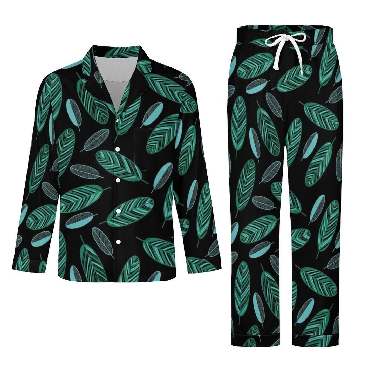 All-Over Print Men's Cuban Neck Pajama Set