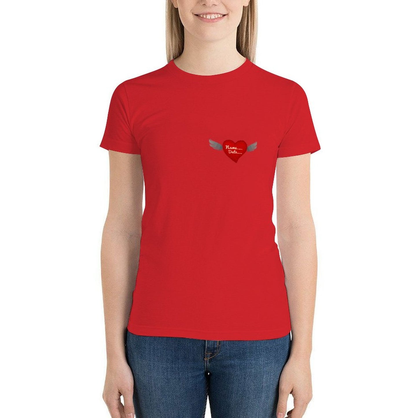 100% Cotton Women's Short Sleeve T-Shirt(front and back printing)