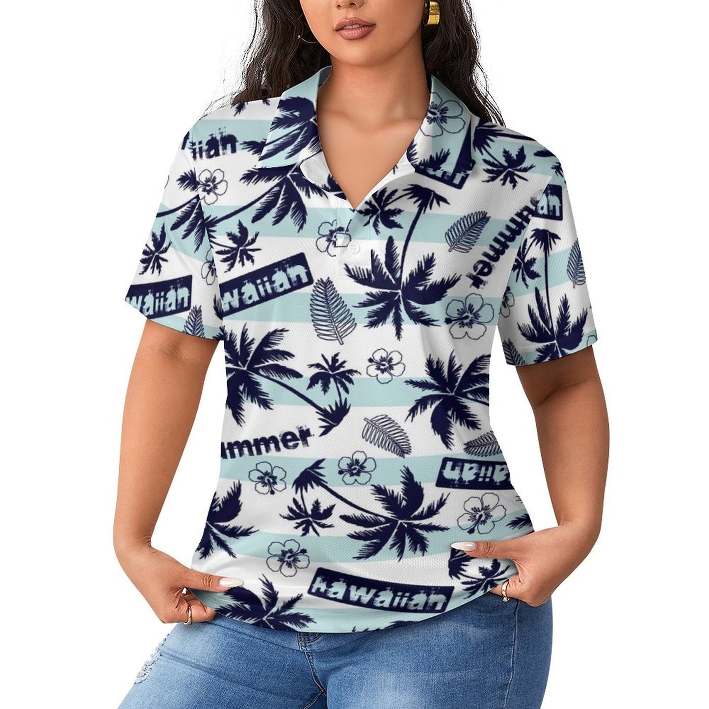 All-Over Print Women's POLO Straight Top