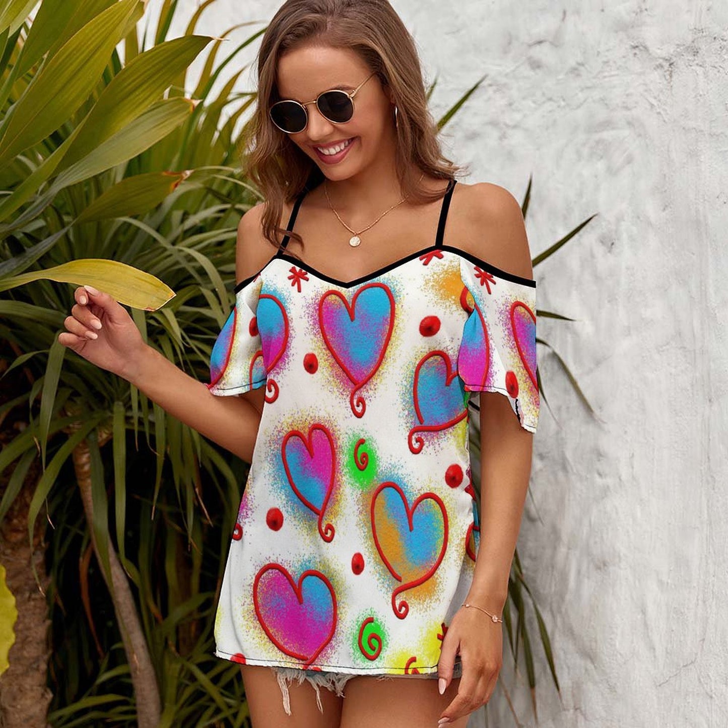 All-Over Print Women's Off Shoulder Halter Tops