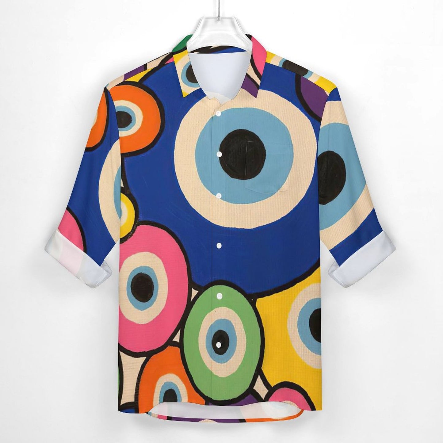 All-Over Print Lapel Pocket Long Sleeve Shirt