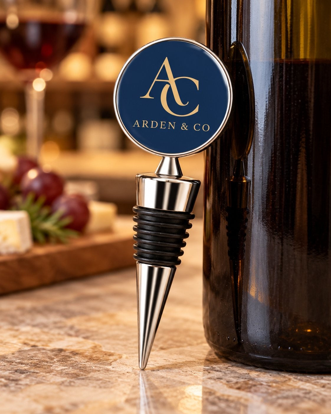Corporate Wine Stopper | Custom Logo Gift — Add your company logo or original artwork for client thank-you gifts and team celebrations.