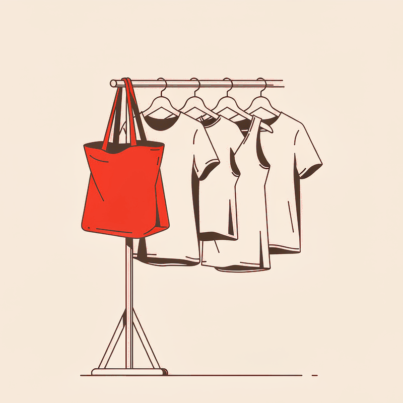 Browse ready-made products on a clothing rack