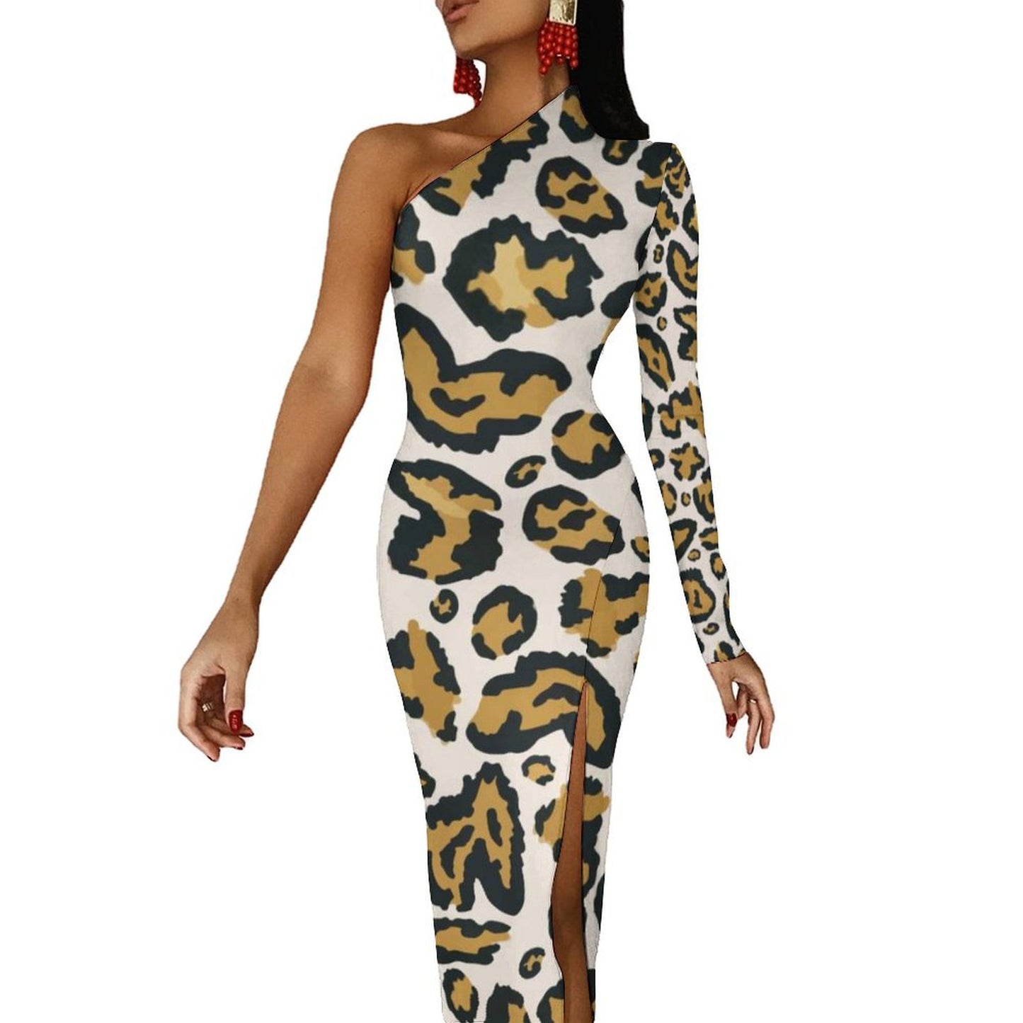 All-Over Print Women's Half Sleeve Split Dress