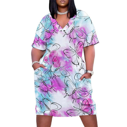 All-Over Print Women's Loose Pocket Dress