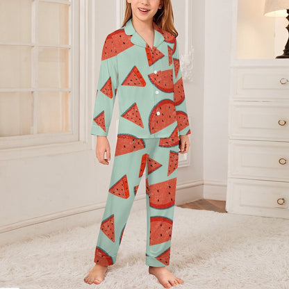 All-Over Print Children's Cuban Neck Pajama Set