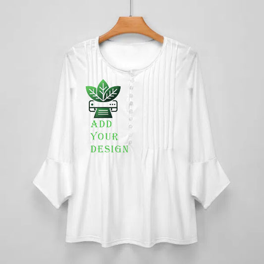 All-Over Print Women's Ruffled Petal Sleeve Top