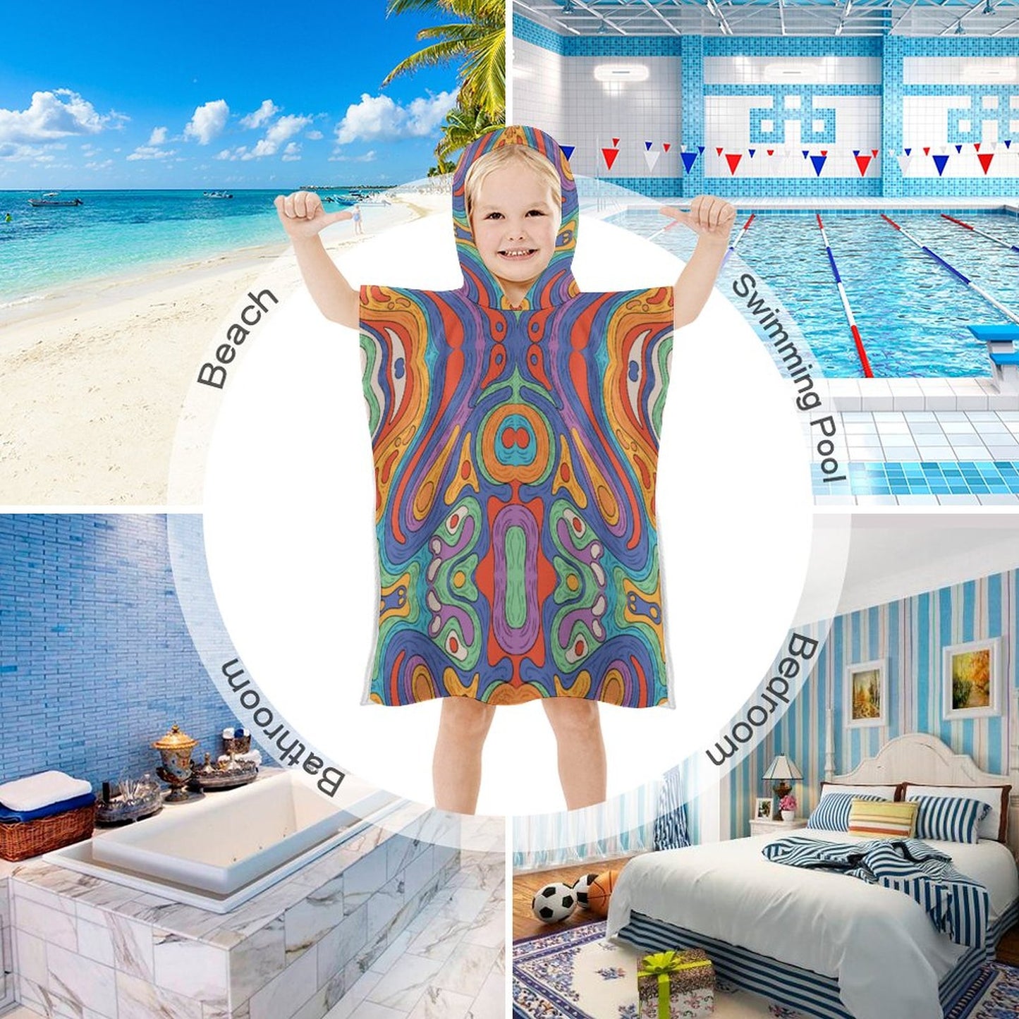 All-Over Print Children's Bath Towel With Hood