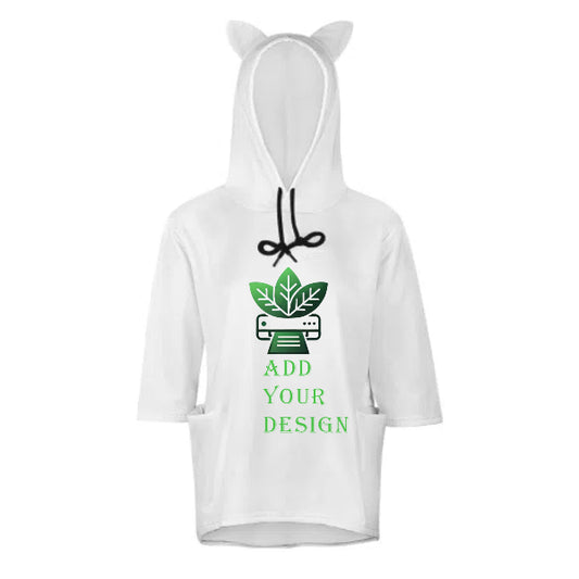 All-over Printed Hoodie Pullover Seven-quarter Sleeve Loose Sweatshirt