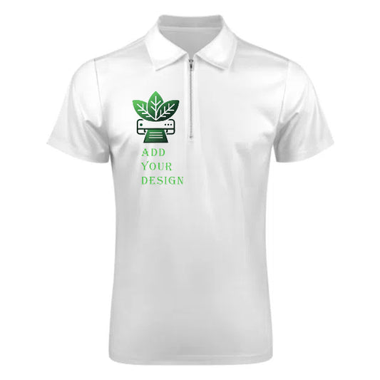 All-Over Print Zipper Short Sleeve Polo Shirt