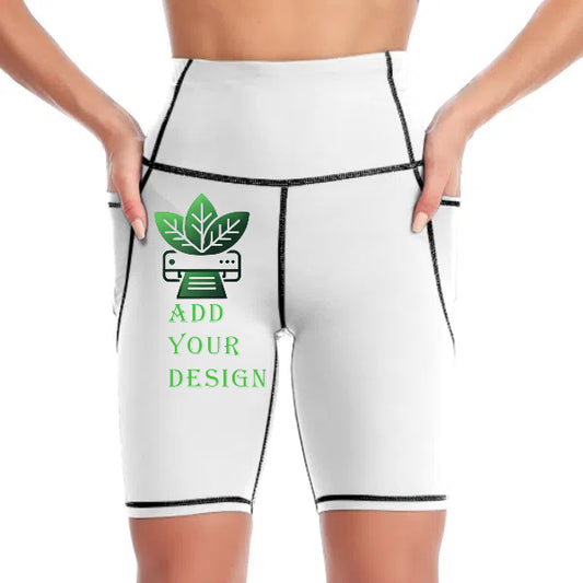 All-Over Print Higher Quality Knee-Length Yoga Shorts( two pockets )