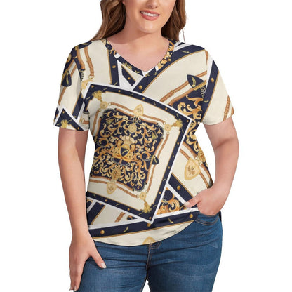 All-Over Print Women's V-neck Short Sleeve T-shirt