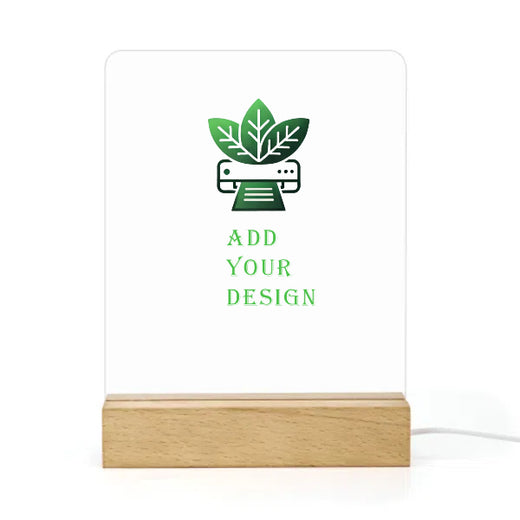 Custom Acrylic LED Night Light, Wooden Base - main view