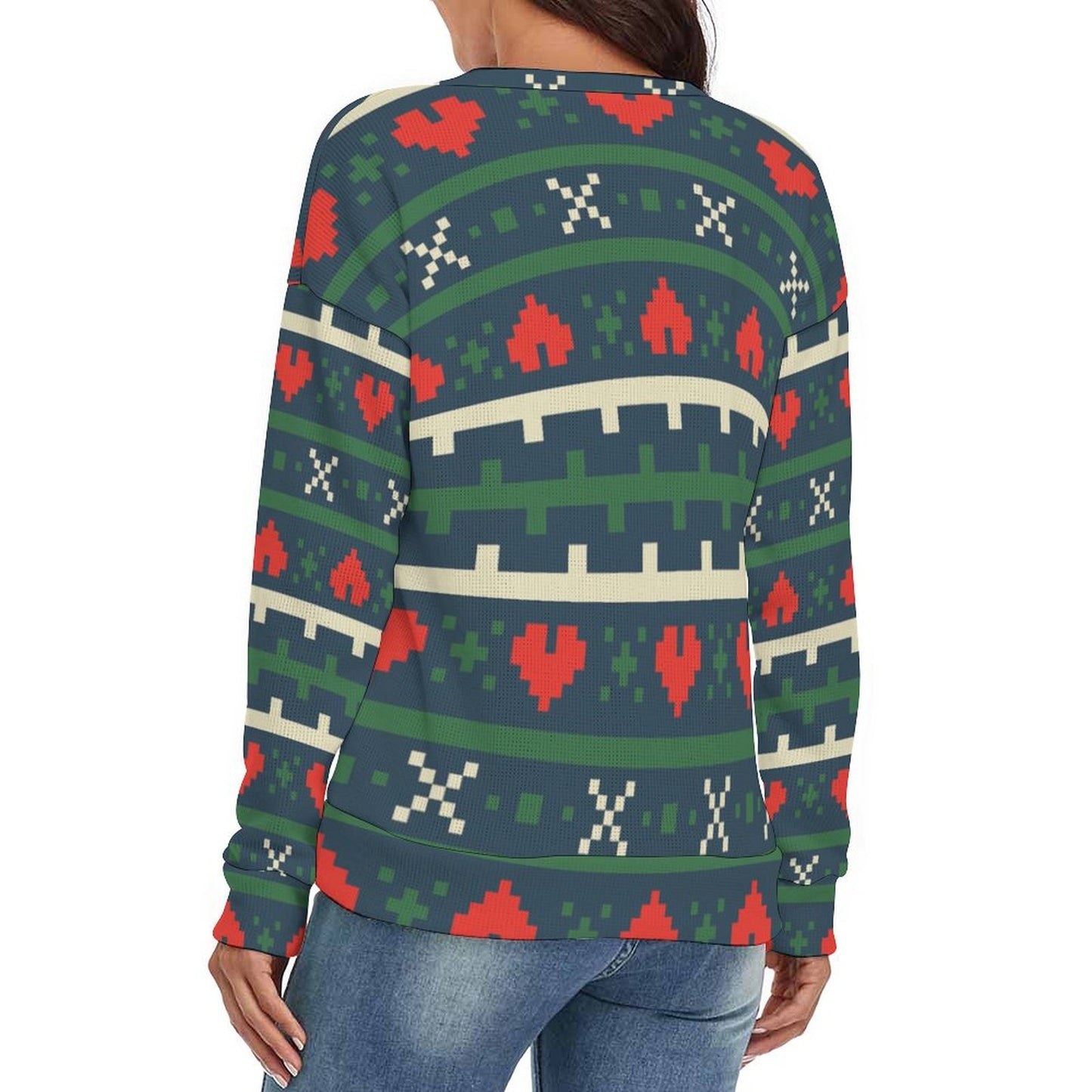 All-Over Print V-neck Sweater