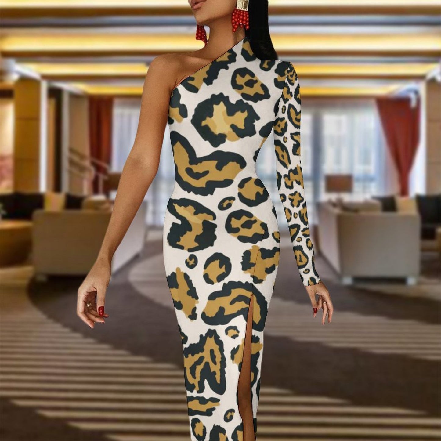 All-Over Print Women's Half Sleeve Split Dress