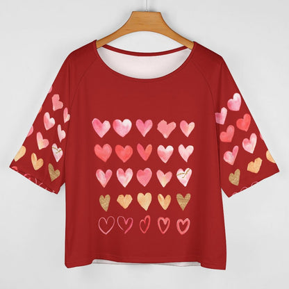 All-Over Print Women's Mid Sleeve Straight Neck T-shirt