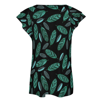 All-Over Print Women's Ruffle Short Sleeve V-Neck T-Shirt