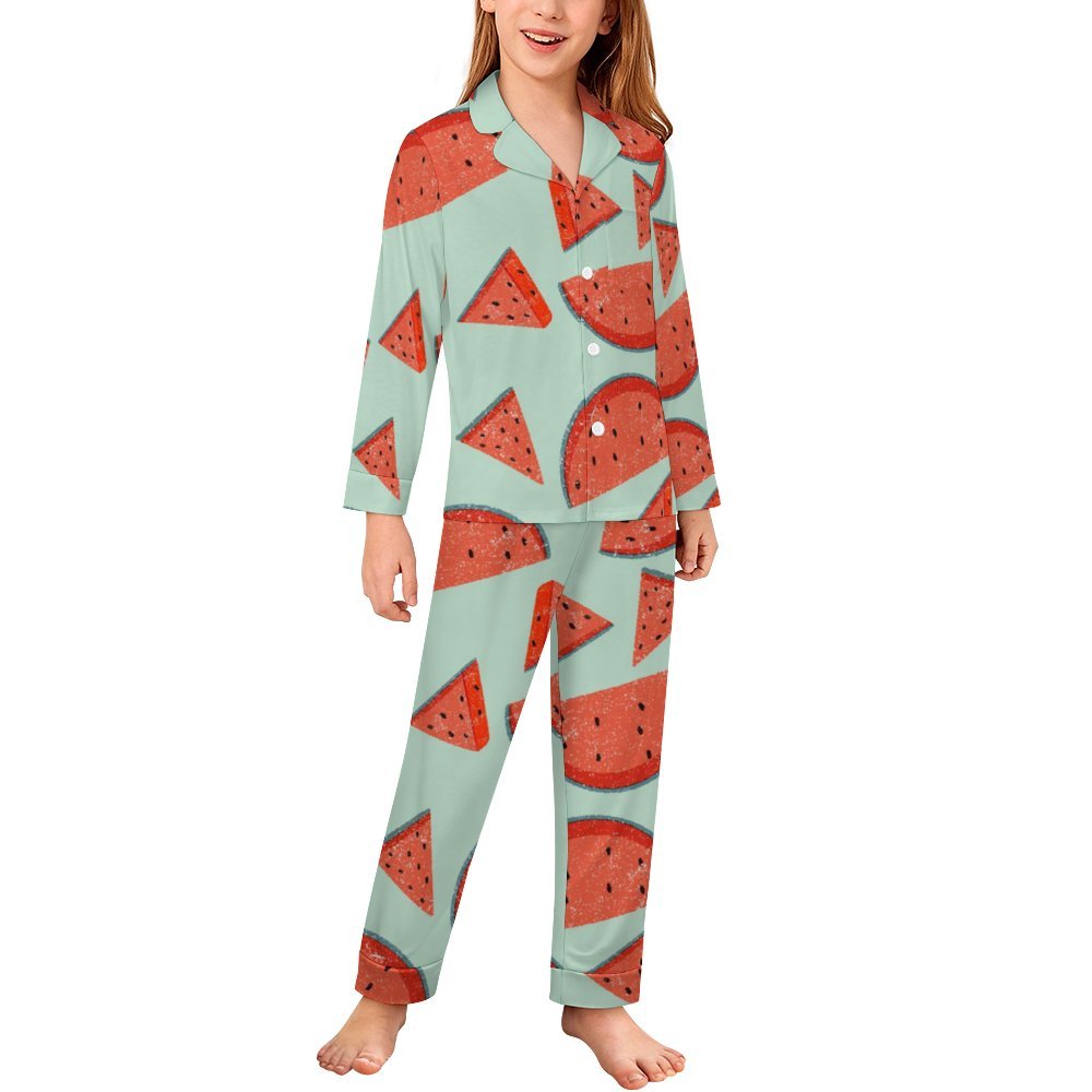 All-Over Print Children's Cuban Neck Pajama Set