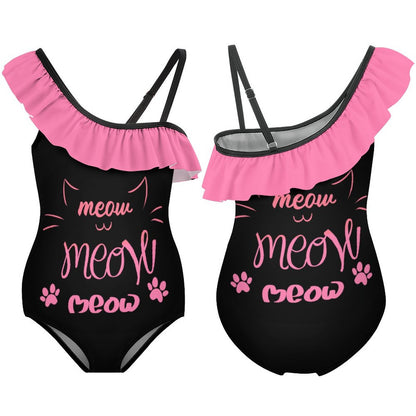 All-Over Print Children's Ruffle One-piece Swimsuit