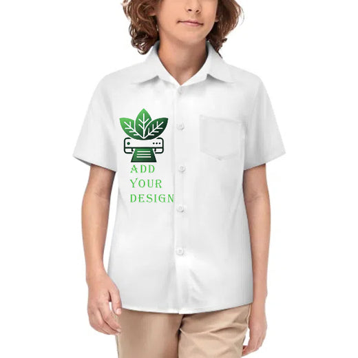 Custom Kids' Short Sleeve Button-Up Shirt, All-Over Print - main view