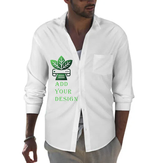 All-Over Print Lapel Pocket Long Sleeve Shirt
