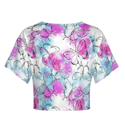 All-Over Print Women's  Short Sleeved Navel Exposed