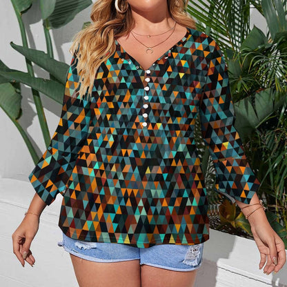 All-Over Print Women's Ruffled Petal Sleeve Top