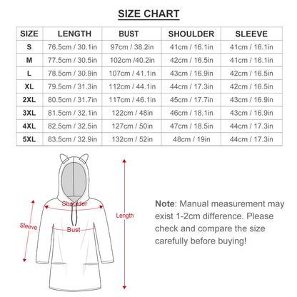 All-over Printed Hoodie Pullover Seven-quarter Sleeve Loose Sweatshirt