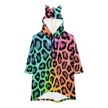 All-over Printed Hoodie Pullover Seven-quarter Sleeve Loose Sweatshirt