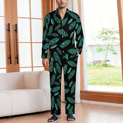 All-Over Print Men's Cuban Neck Pajama Set