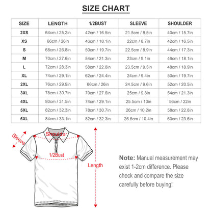 All-Over Print Zipper Short Sleeve Polo Shirt