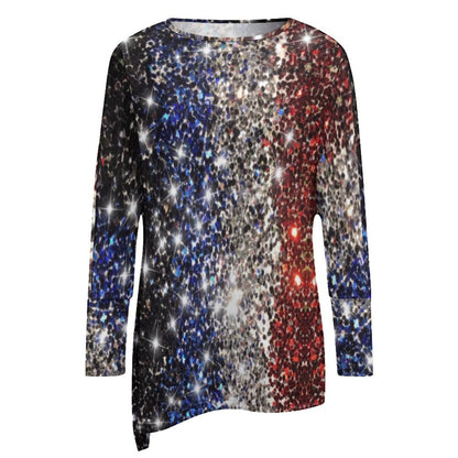 All-Over Print Women's Irregular Pullover Long Sleeve T-Shirt