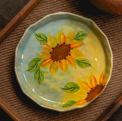 Handmade Sunflower Ceramic Mug & Saucer Set