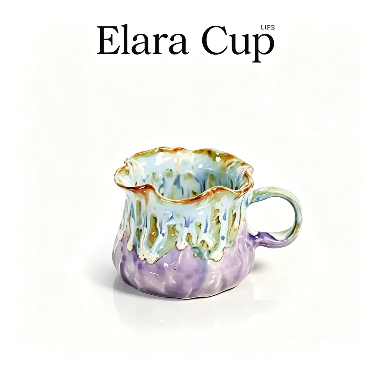 Jingdezhen Hand-Pinched Ruffle Mug & Saucer Set with Spoon