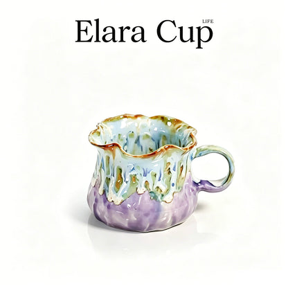 Jingdezhen Hand-Pinched Ruffle Mug & Saucer Set with Spoon