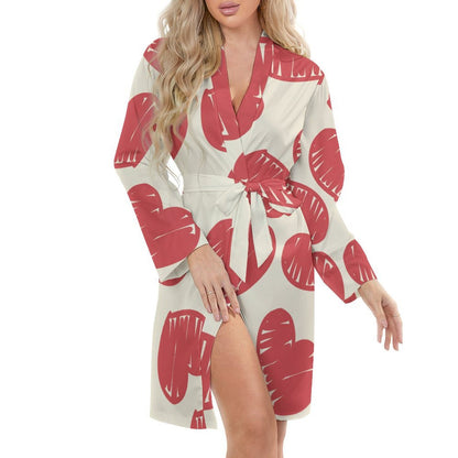 All-Over Print Long Sleeve Belted Nightgown
