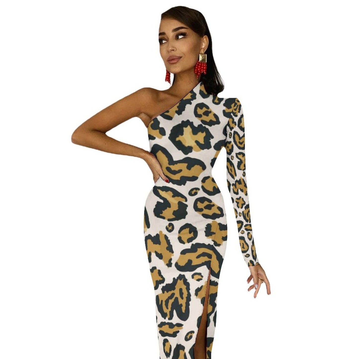 All-Over Print Women's Half Sleeve Split Dress