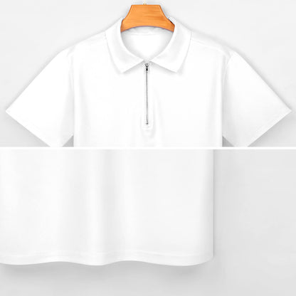 All-Over Print Zipper Short Sleeve Polo Shirt