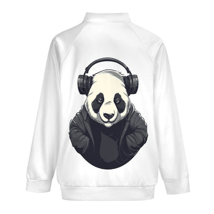 All-Over Print Crew Neck Zipper Shirt