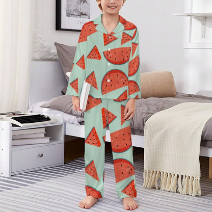 All-Over Print Children's Cuban Neck Pajama Set