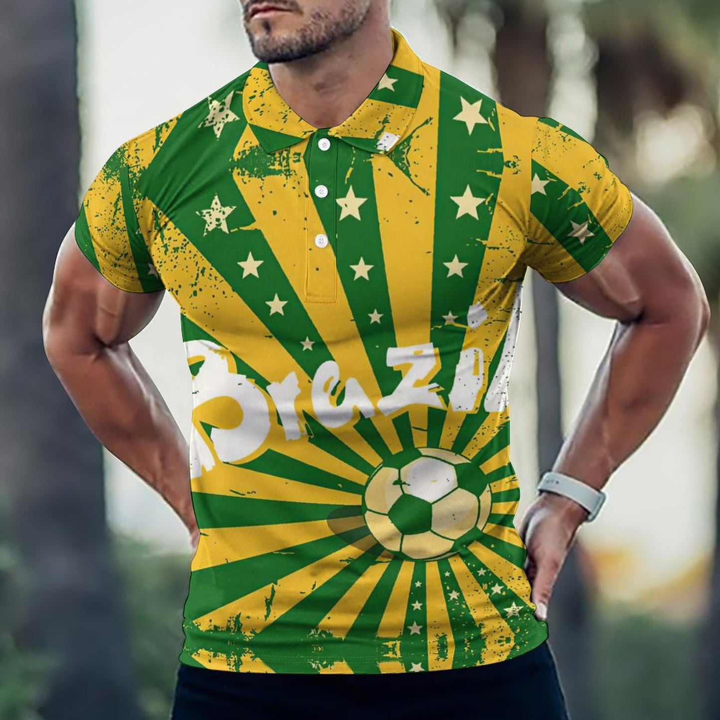 All-Over Print Men's Polo Straight Shirt