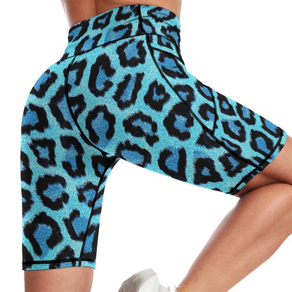 All-Over Print Higher Quality Knee-Length Yoga Shorts( two pockets )