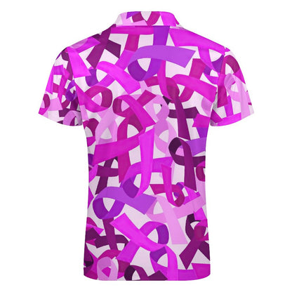 All-Over Print Zipper Short Sleeve Polo Shirt