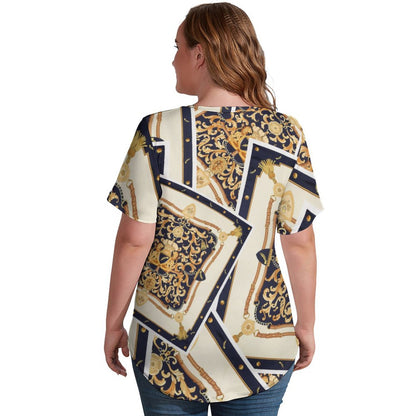 All-Over Print Women's V-neck Short Sleeve T-shirt